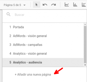 Añadir una nueva página en Google Data Studio